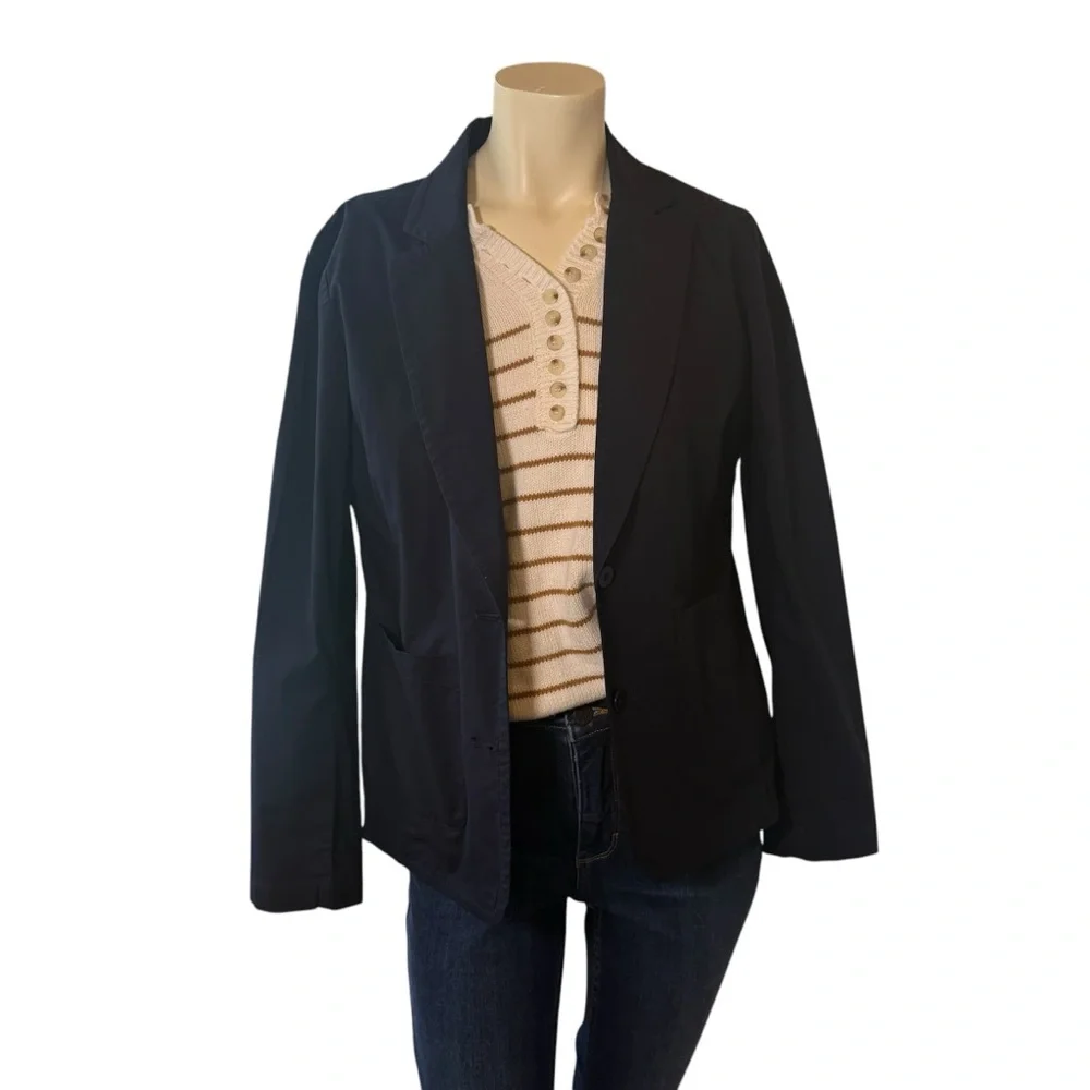 Eileen Fisher Organic Cotten Double Pocket Button Front Blazer Jacket Womens XS - Picture 4 of 10